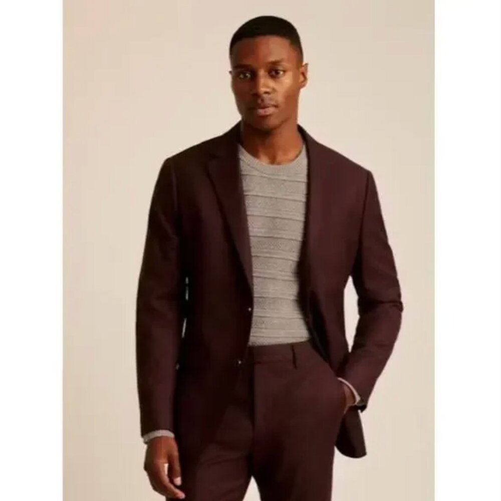 Bonobos Italian Wool Stretch Burgundy Blazer 38R Slim Suit Jacket
